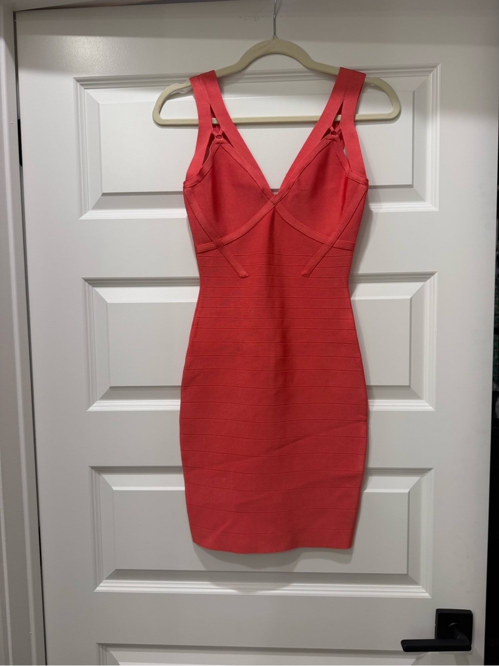Marciano coral cutout bandage mini dress size S